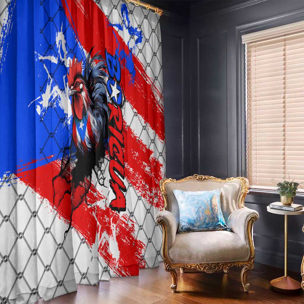 Boricua Pride Rooster Flag Puerto Rico Window Curtain