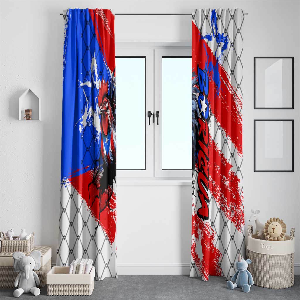 Boricua Pride Rooster Flag Puerto Rico Window Curtain