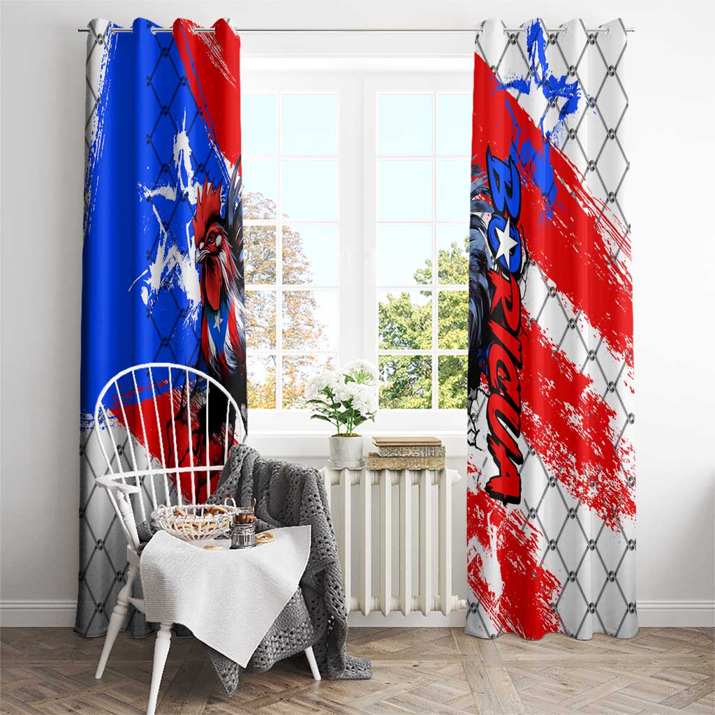 Boricua Pride Rooster Flag Puerto Rico Window Curtain