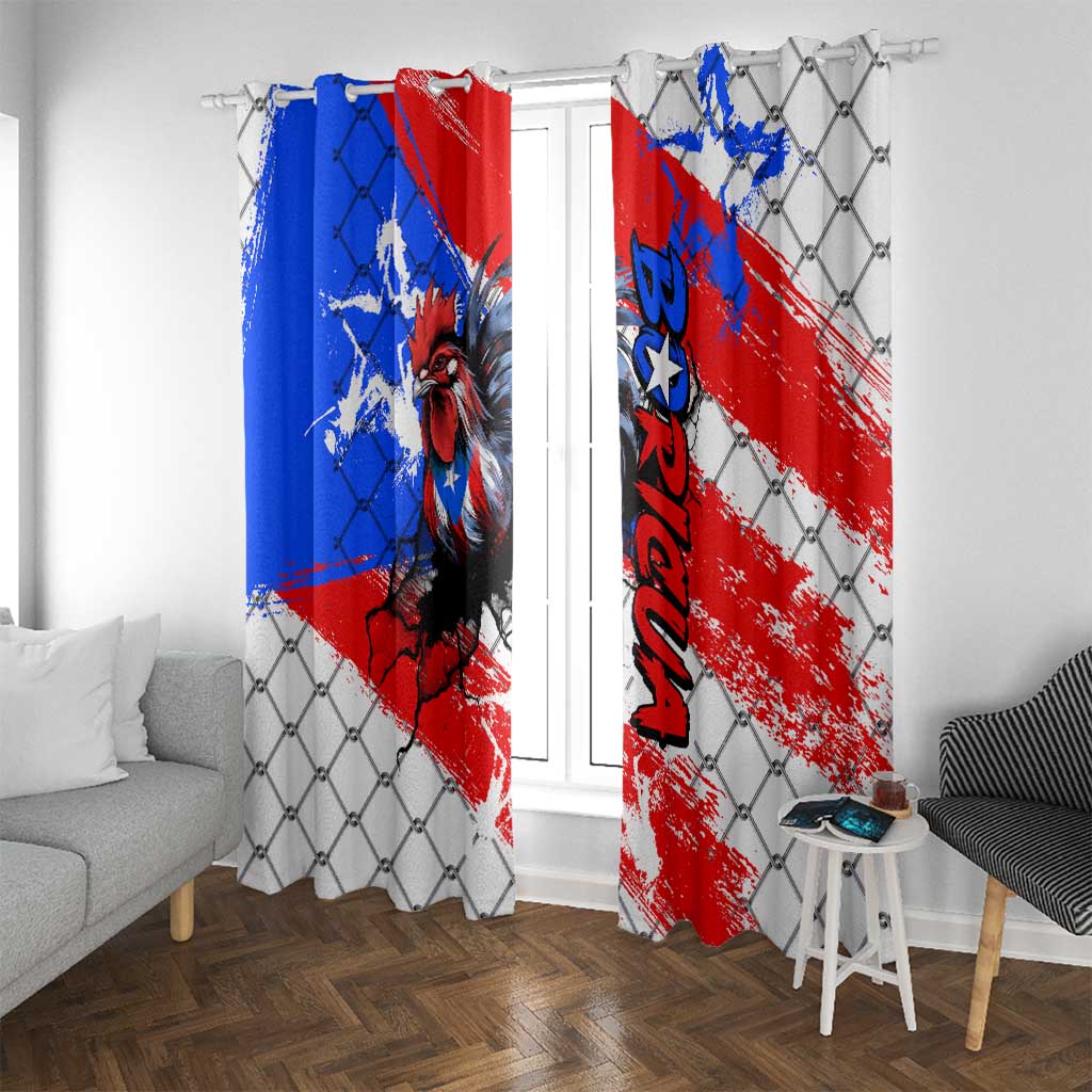 Boricua Pride Rooster Flag Puerto Rico Window Curtain