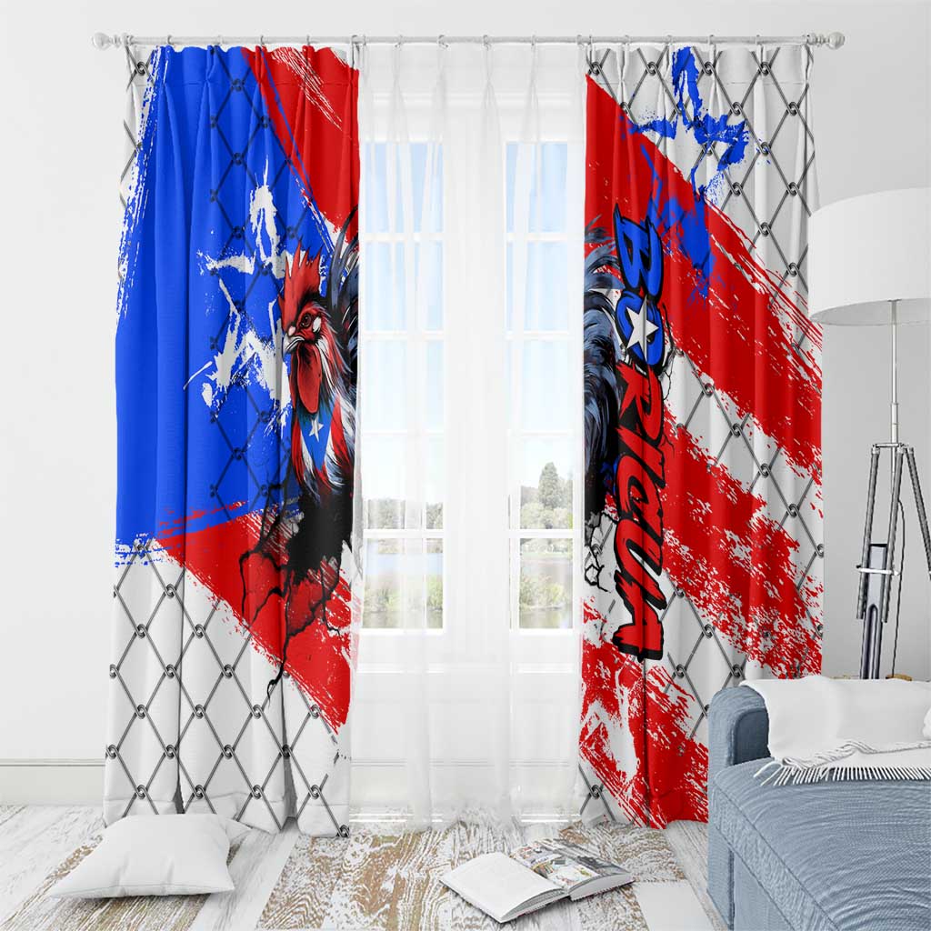 Boricua Pride Rooster Flag Puerto Rico Window Curtain