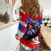 Boricua Pride Rooster Flag Puerto Rico Women Casual Shirt
