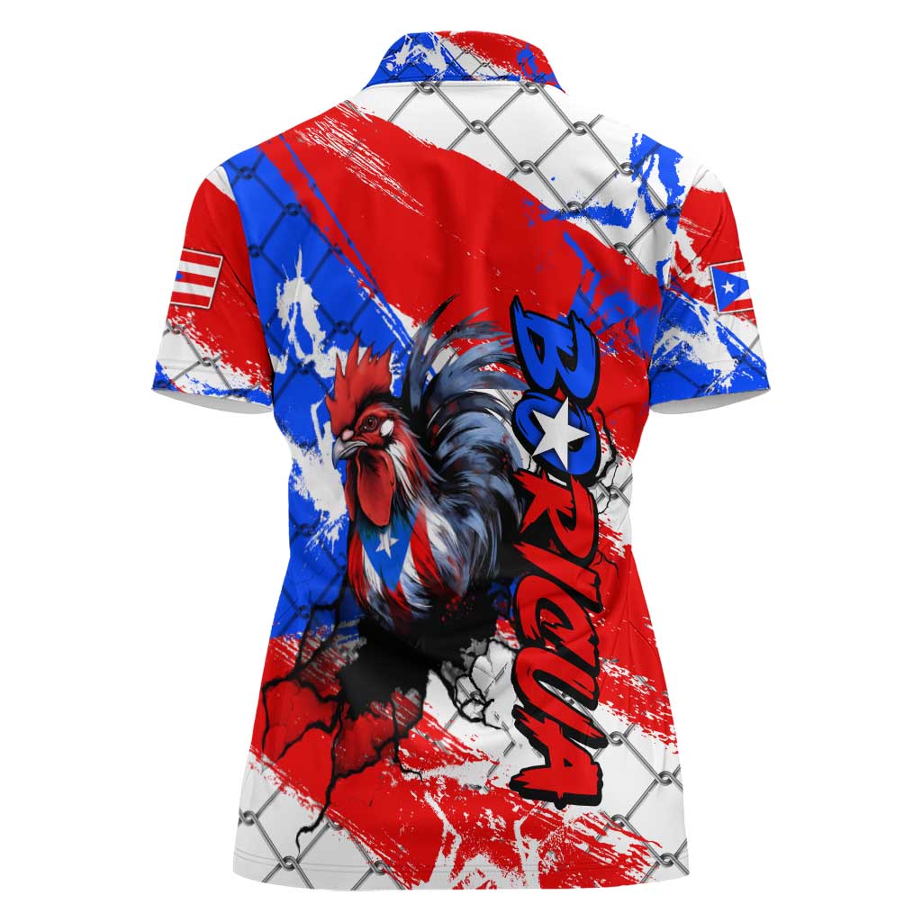 Boricua Pride Rooster Flag Puerto Rico Women Polo Shirt