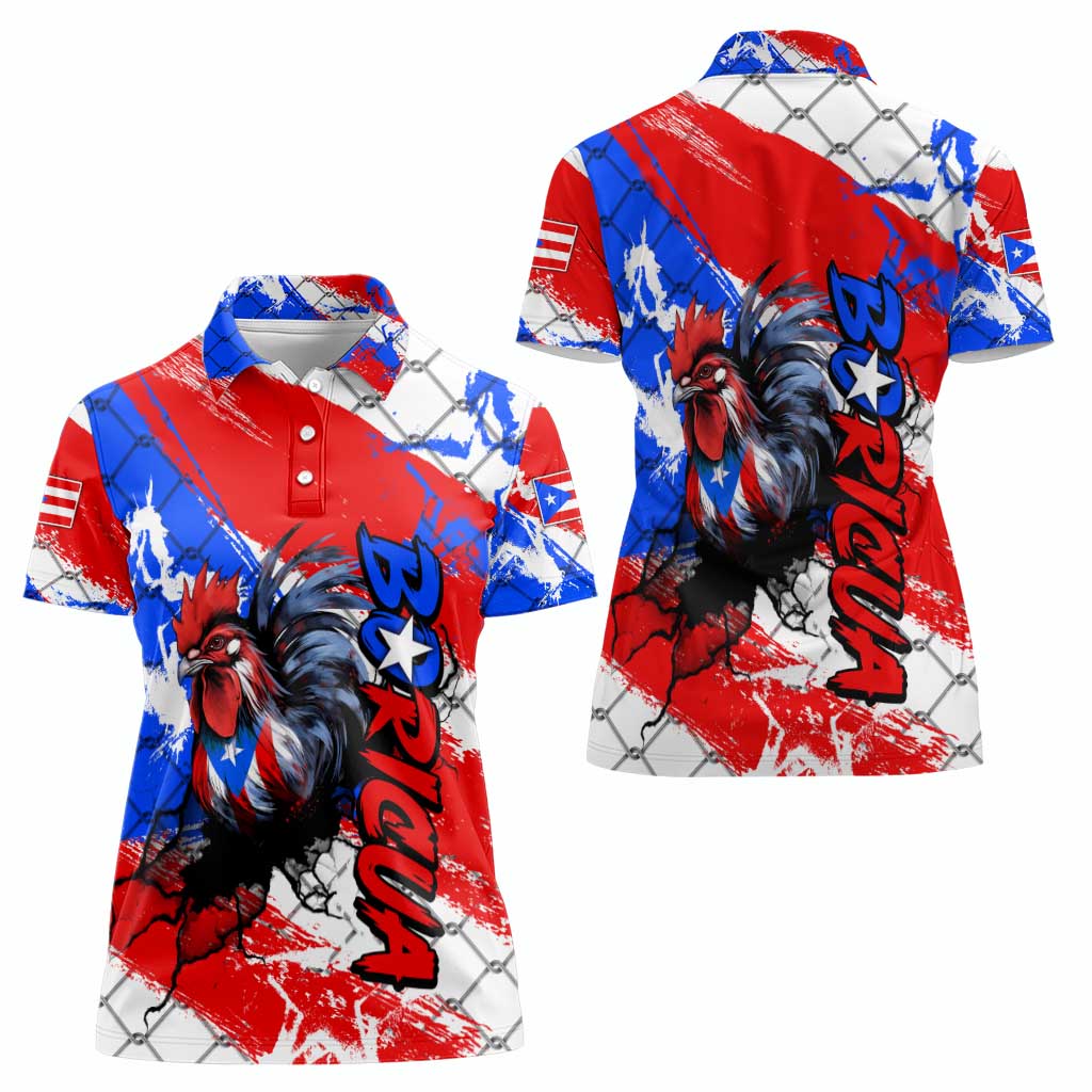 Boricua Pride Rooster Flag Puerto Rico Women Polo Shirt