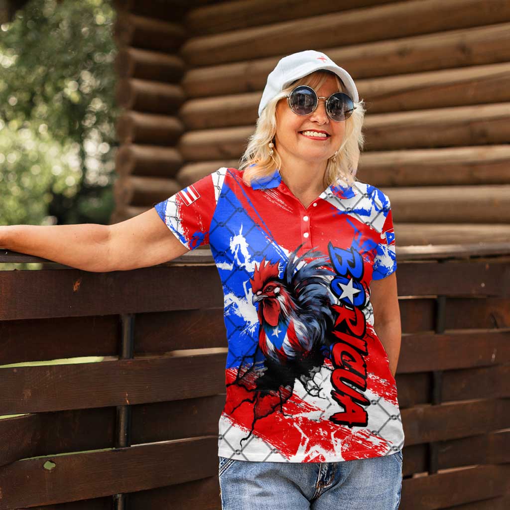 Boricua Pride Rooster Flag Puerto Rico Women Polo Shirt