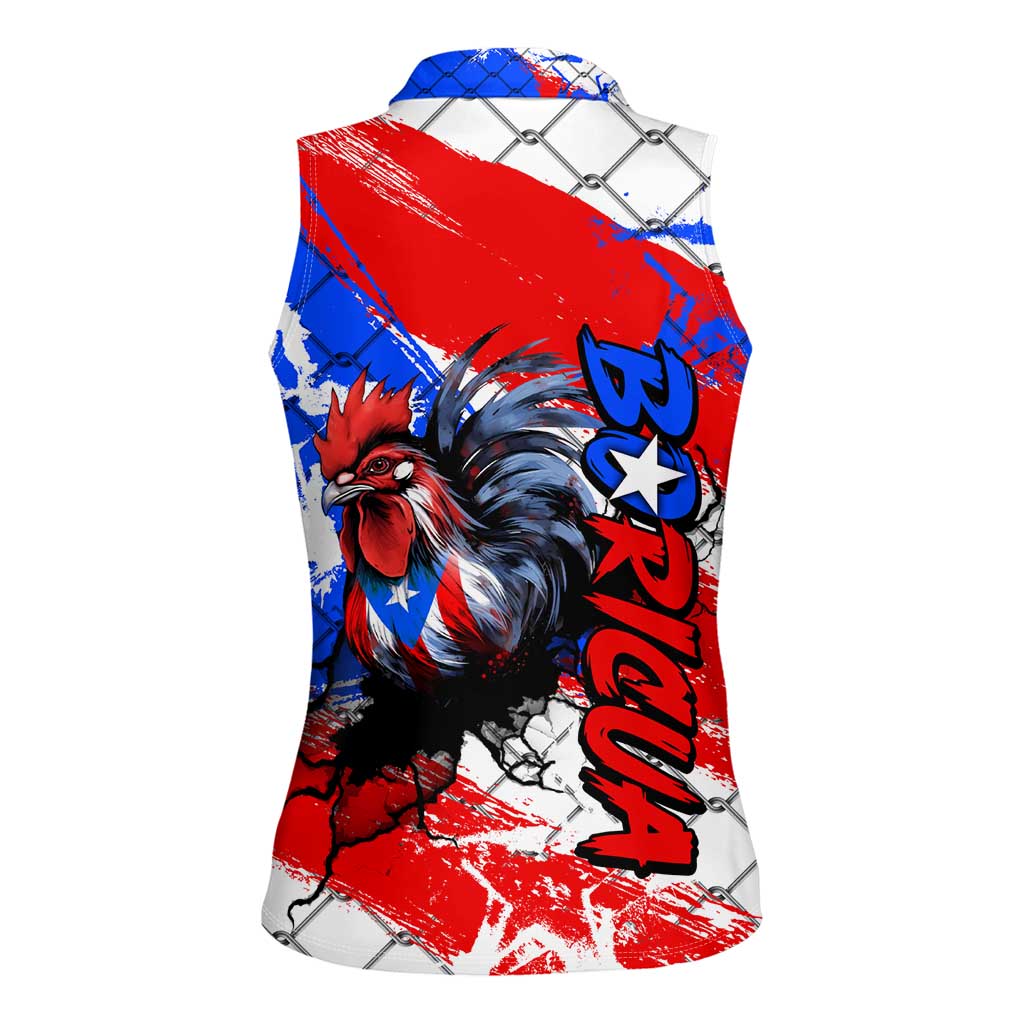 Boricua Pride Rooster Flag Puerto Rico Women Sleeveless Polo Shirt