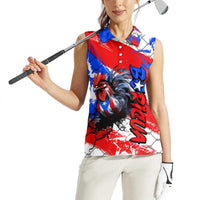 Boricua Pride Rooster Flag Puerto Rico Women Sleeveless Polo Shirt