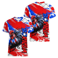 Boricua Pride Rooster Flag Puerto Rico Women V-Neck T-Shirt