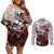Haida Orca and Eagle Battle Couples Matching Off Shoulder Short Dress and Long Sleeve Button Shirt Canada Pacific Northwest Tribal Art