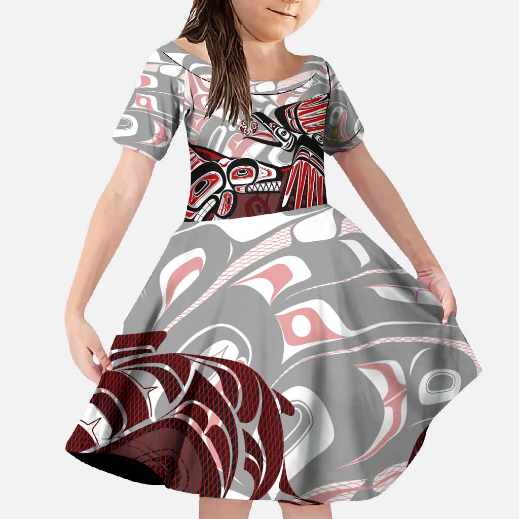 Haida Orca and Eagle Battle Family Matching Mermaid Dress and Hawaiian Shirt Canada Pacific Northwest Tribal Art