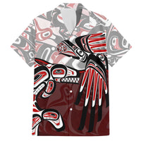 Haida Orca and Eagle Battle Family Matching Off The Shoulder Long Sleeve Dress and Hawaiian Shirt Canada Pacific Northwest Tribal Art