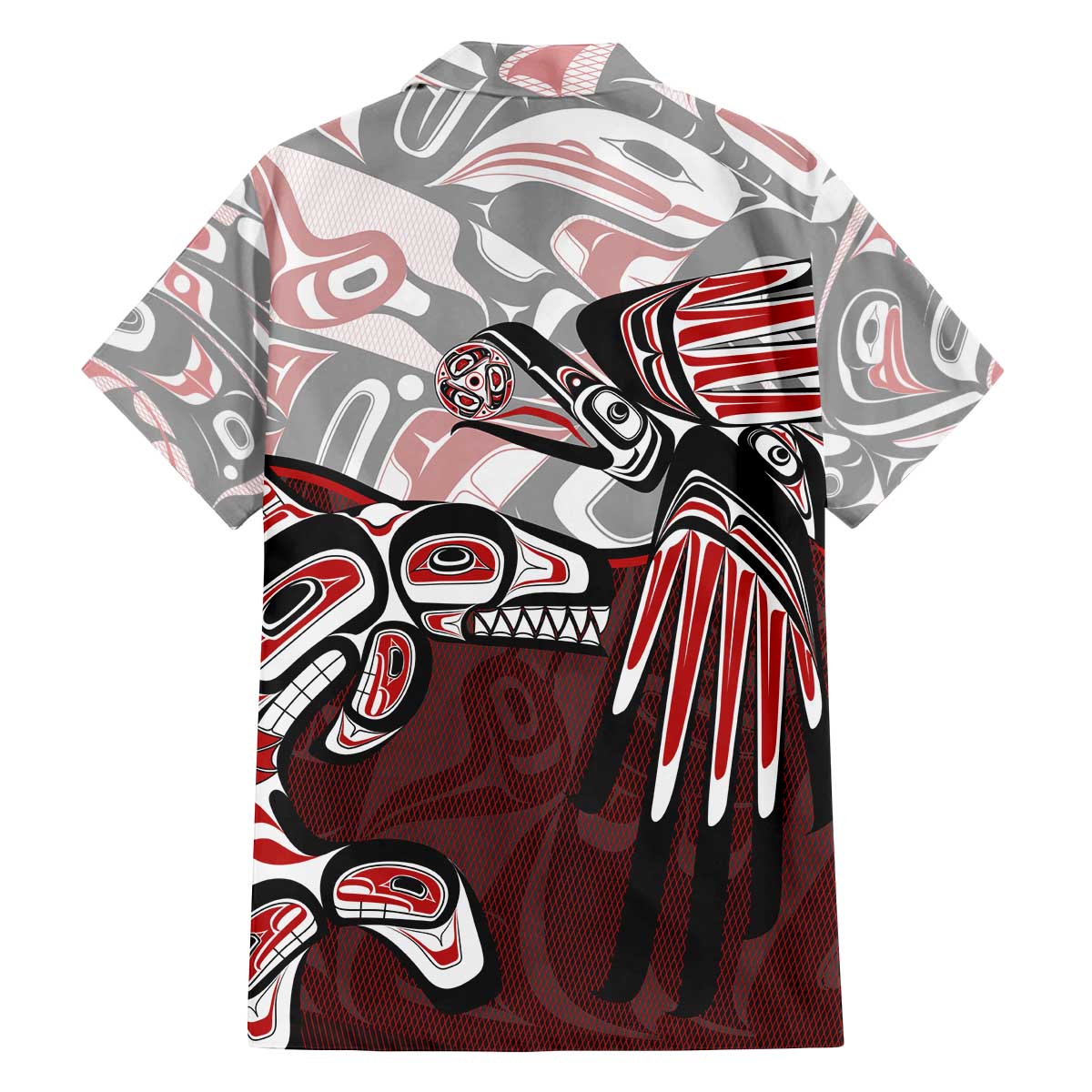 Haida Orca and Eagle Battle Family Matching Off The Shoulder Long Sleeve Dress and Hawaiian Shirt Canada Pacific Northwest Tribal Art