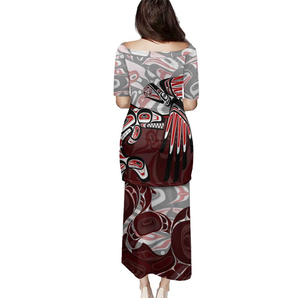 Haida Orca and Eagle Battle Family Matching Puletasi and Hawaiian Shirt Canada Pacific Northwest Tribal Art