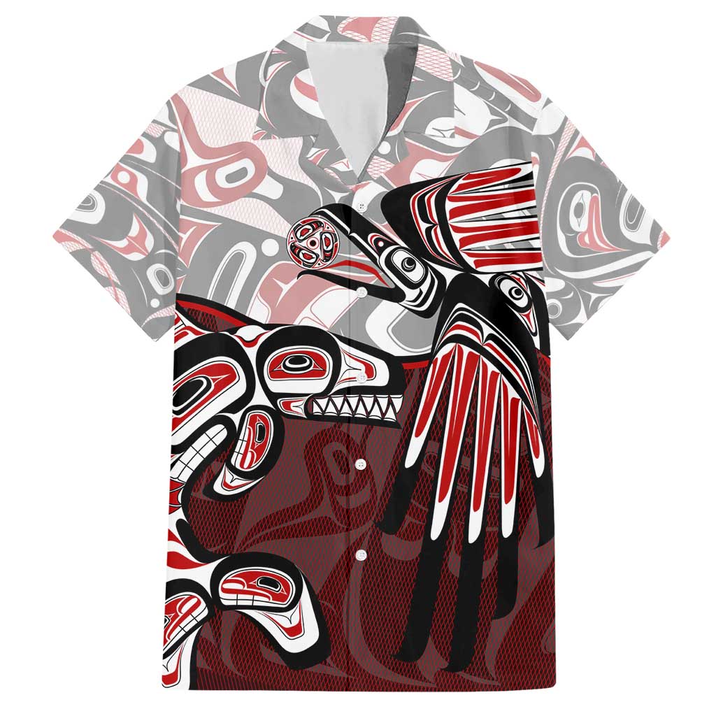 Haida Orca and Eagle Battle Family Matching Short Sleeve Bodycon Dress and Hawaiian Shirt Canada Pacific Northwest Tribal Art