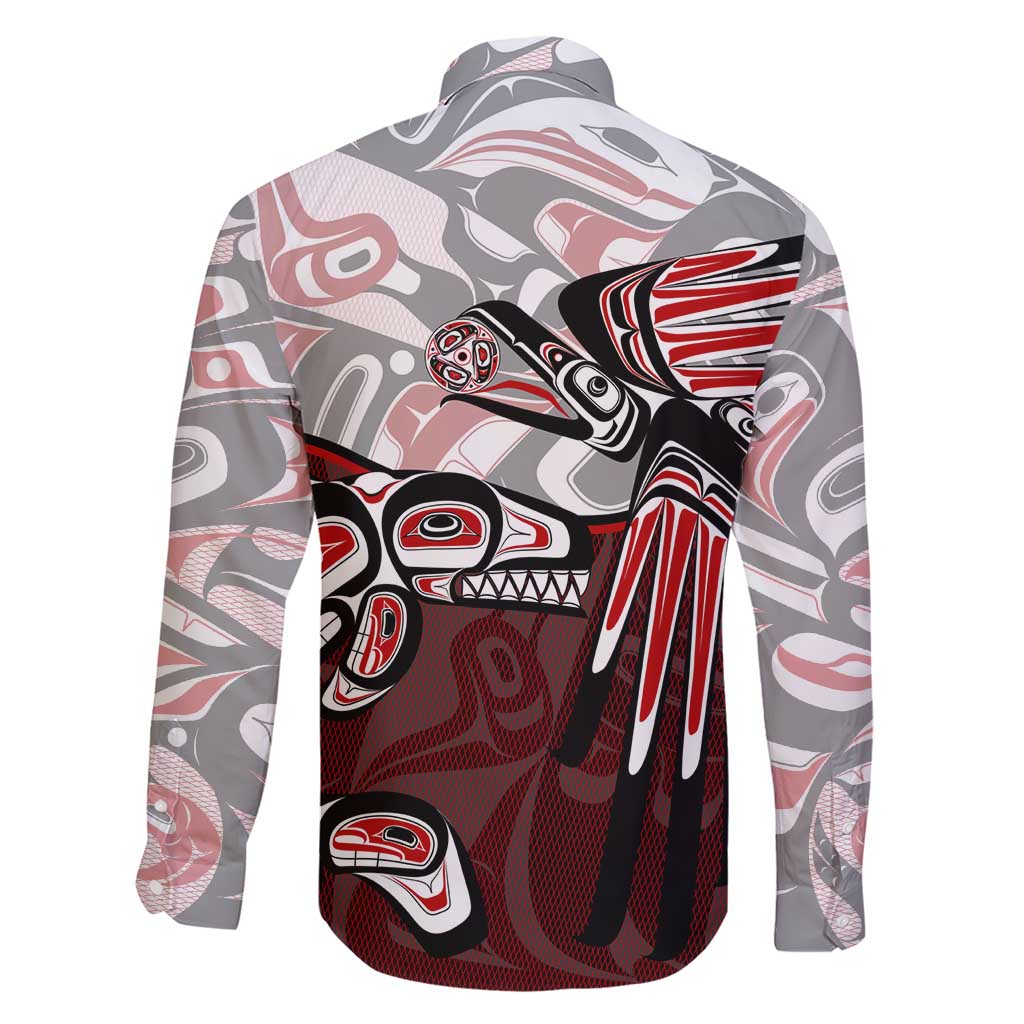 Haida Orca and Eagle Battle Family Matching Short Sleeve Bodycon Dress and Hawaiian Shirt Canada Pacific Northwest Tribal Art