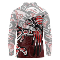 Haida Orca and Eagle Battle Long Sleeve Polo Shirt Canada Pacific Northwest Tribal Art