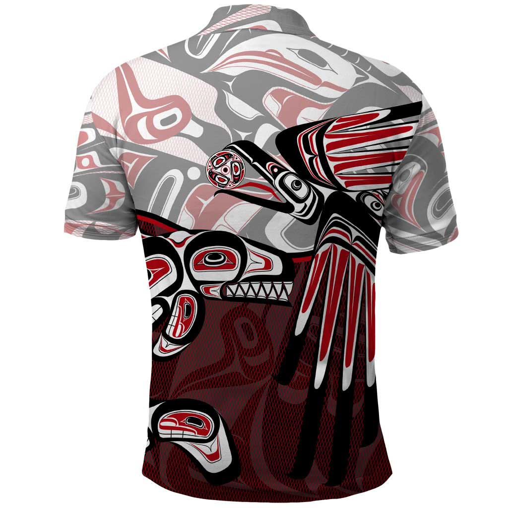 Haida Orca and Eagle Battle Polo Shirt Canada Pacific Northwest Tribal Art
