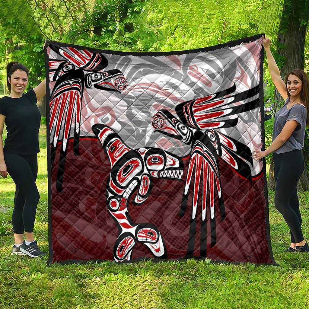 Haida Orca and Eagle Battle Quilt Canada Pacific Northwest Tribal Art
