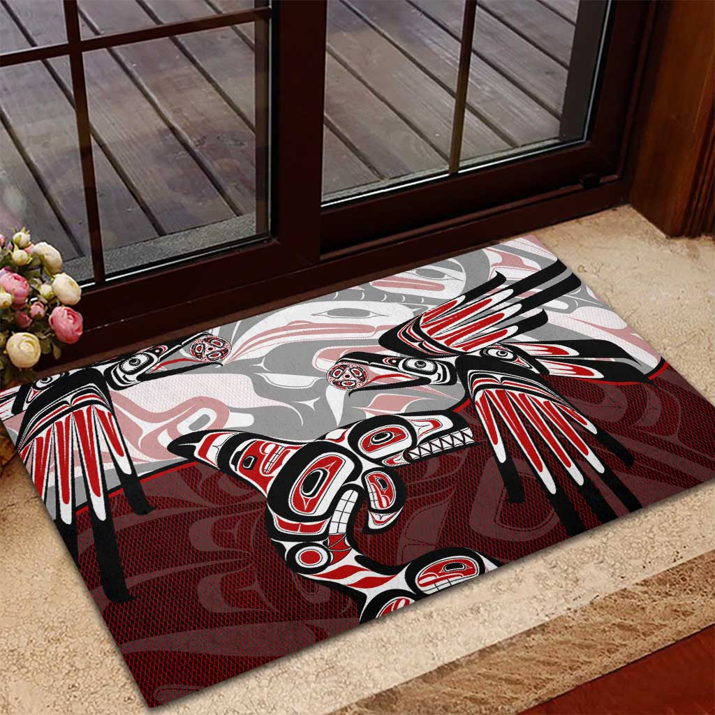 Haida Orca and Eagle Battle Rubber Doormat Canada Pacific Northwest Tribal Art