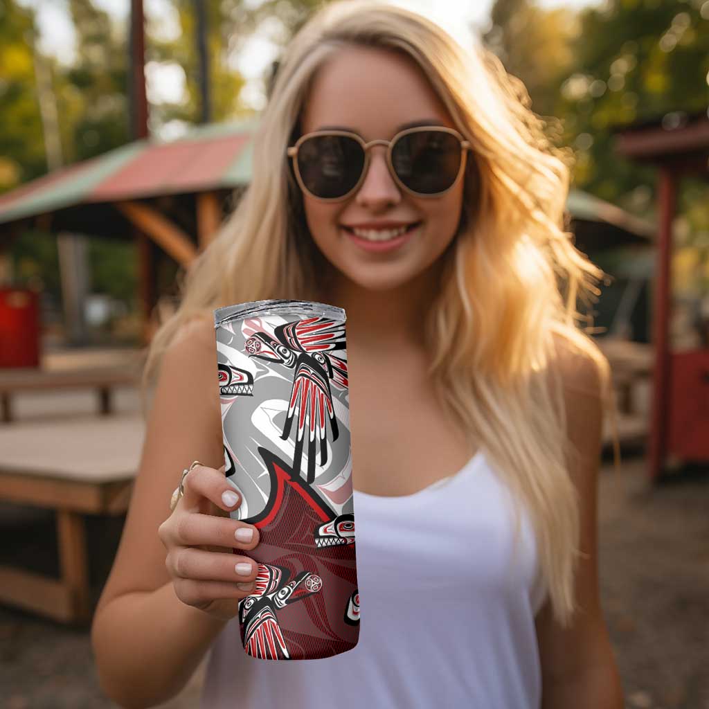 Haida Orca and Eagle Battle Skinny Tumbler Canada Pacific Northwest Tribal Art