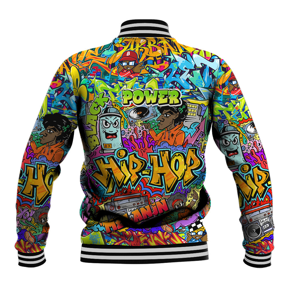 Hip Hop Graffiti Art Baseball Jacket Black Power - Wonder Print Shop