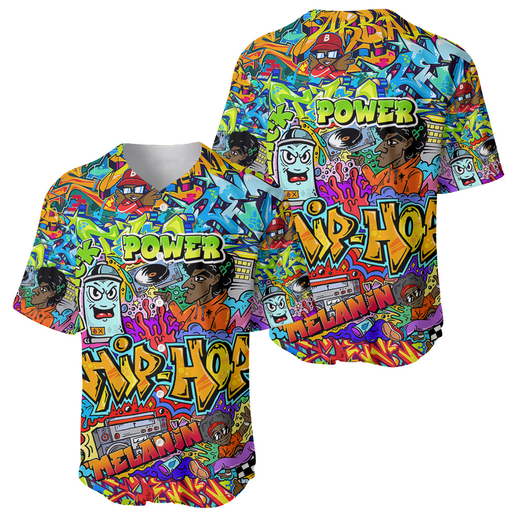 Hip Hop Graffiti Art Baseball Jersey Black Power - Wonder Print Shop