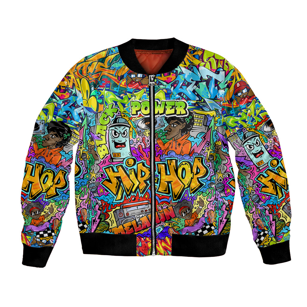 Hip Hop Graffiti Art Bomber Jacket Black Power - Wonder Print Shop