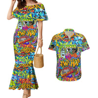 Hip Hop Graffiti Art Couples Matching Mermaid Dress and Hawaiian Shirt Black Power - Wonder Print Shop