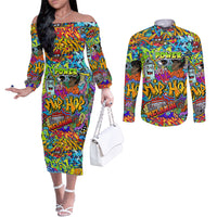 hip-hop-graffiti-art-couples-matching-off-the-shoulder-long-sleeve-dress-and-long-sleeve-button-shirts-black-power