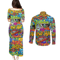 Hip Hop Graffiti Art Couples Matching Puletasi Dress and Long Sleeve Button Shirts Black Power - Wonder Print Shop