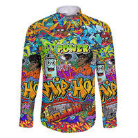 Hip Hop Graffiti Art Family Matching Long Sleeve Bodycon Dress and Hawaiian Shirt Black Power - Wonder Print Shop