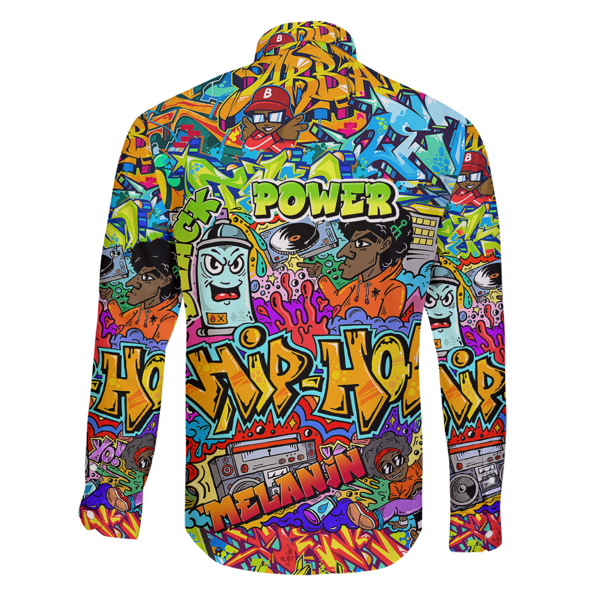 Hip Hop Graffiti Art Family Matching Long Sleeve Bodycon Dress and Hawaiian Shirt Black Power - Wonder Print Shop