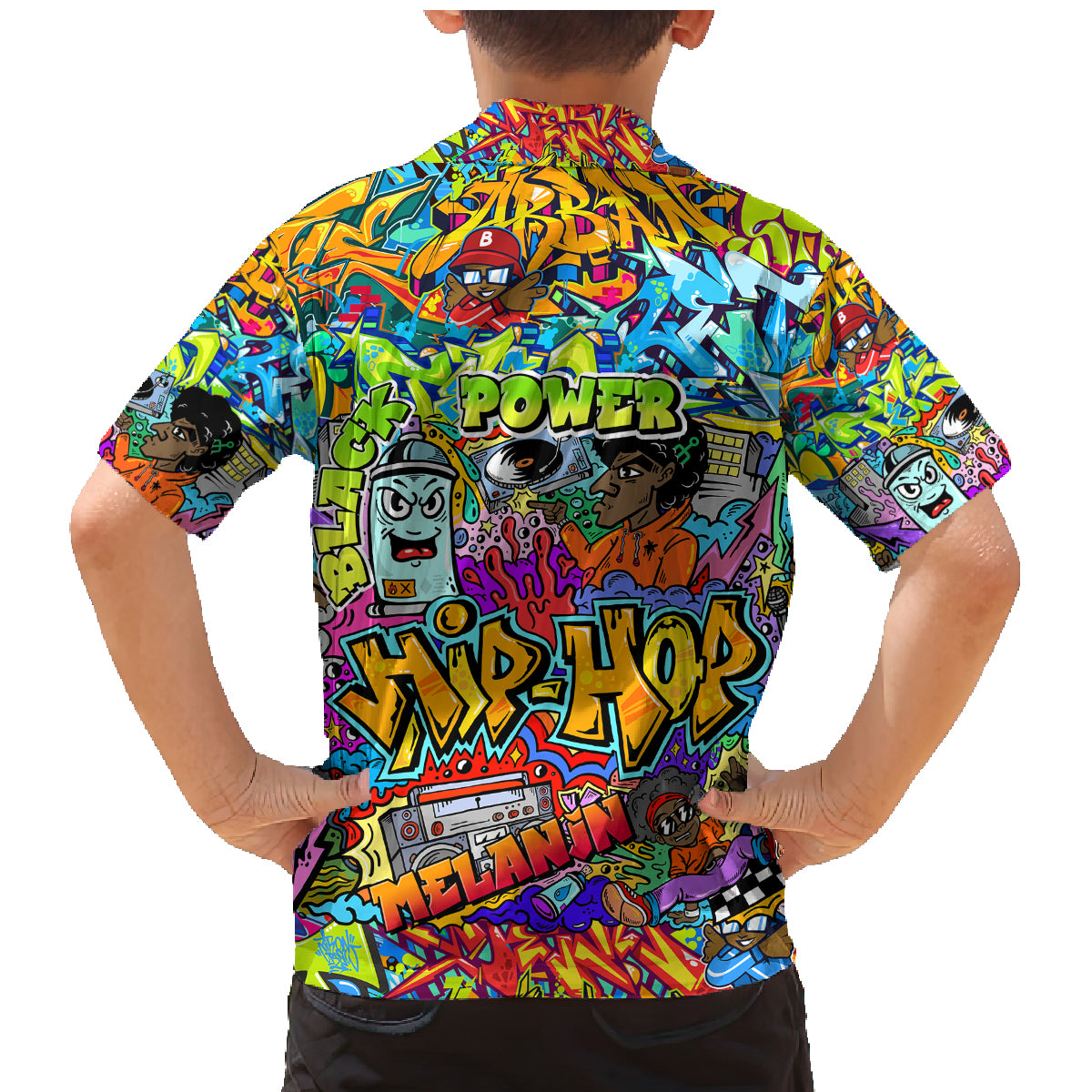 Hip Hop Graffiti Art Family Matching Mermaid Dress and Hawaiian Shirt Black Power - Wonder Print Shop