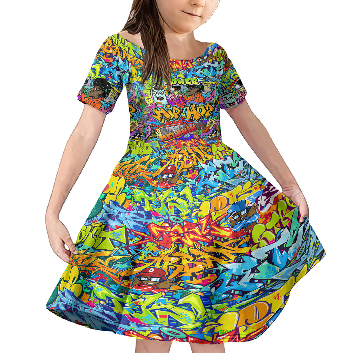 Hip Hop Graffiti Art Family Matching Mermaid Dress and Hawaiian Shirt Black Power - Wonder Print Shop