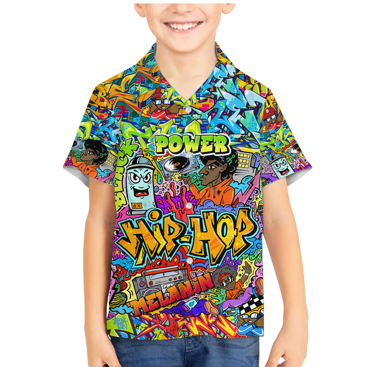 Hip Hop Graffiti Art Family Matching Mermaid Dress and Hawaiian Shirt Black Power - Wonder Print Shop