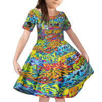 Hip Hop Graffiti Art Family Matching Off Shoulder Short Dress and Hawaiian Shirt Black Power - Wonder Print Shop