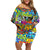Hip Hop Graffiti Art Family Matching Off Shoulder Short Dress and Hawaiian Shirt Black Power - Wonder Print Shop