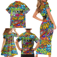 Hip Hop Graffiti Art Family Matching Short Sleeve Bodycon Dress and Hawaiian Shirt Black Power - Wonder Print Shop
