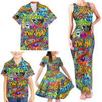 Hip Hop Graffiti Art Family Matching Tank Maxi Dress and Hawaiian Shirt Black Power - Wonder Print Shop