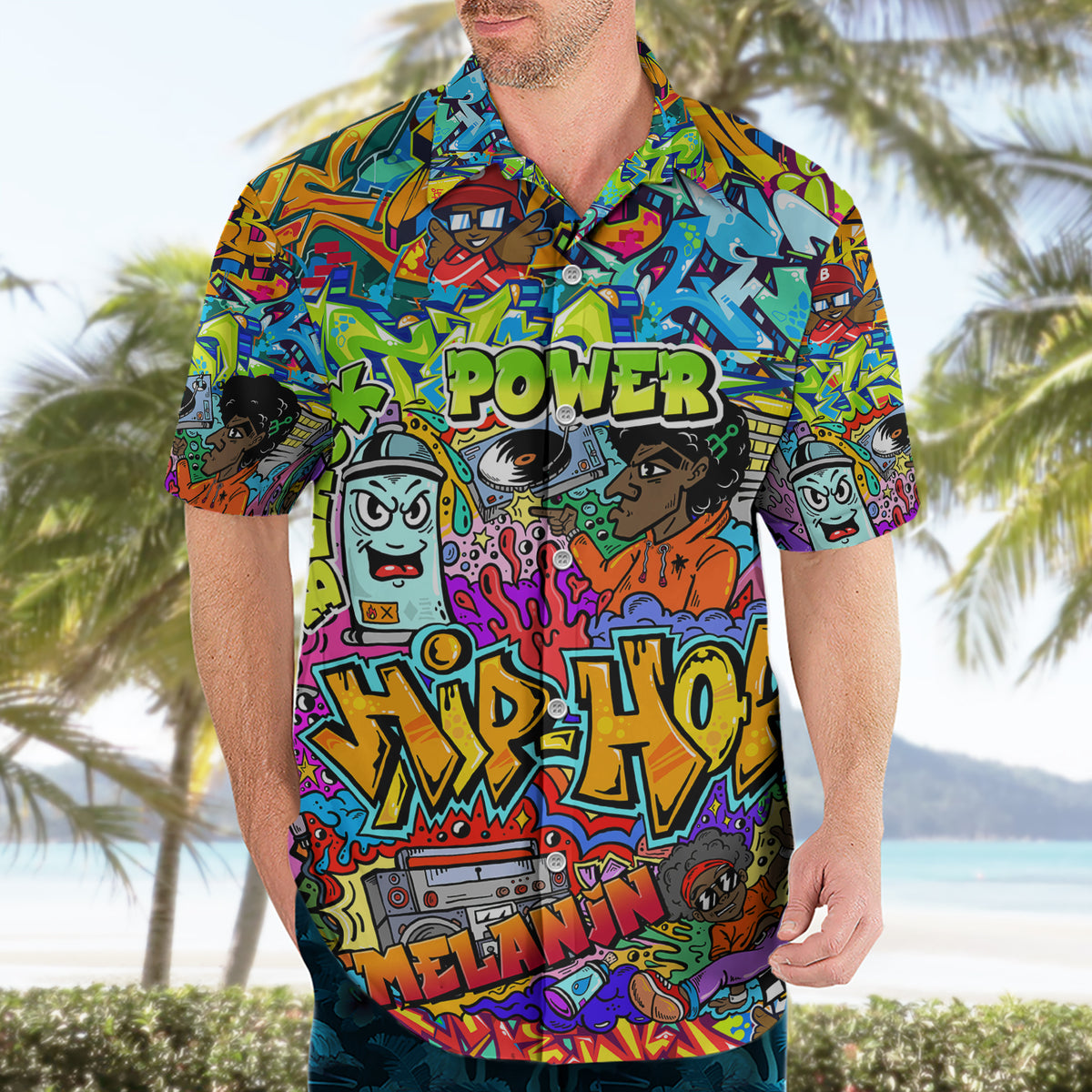 Hip Hop Graffiti Art Hawaiian Shirt Black Power - Wonder Print Shop