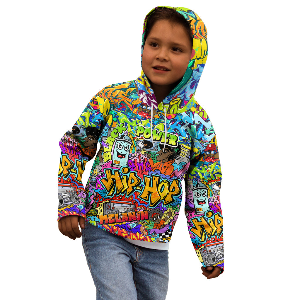 Hip Hop Graffiti Art Kid Hoodie Black Power - Wonder Print Shop