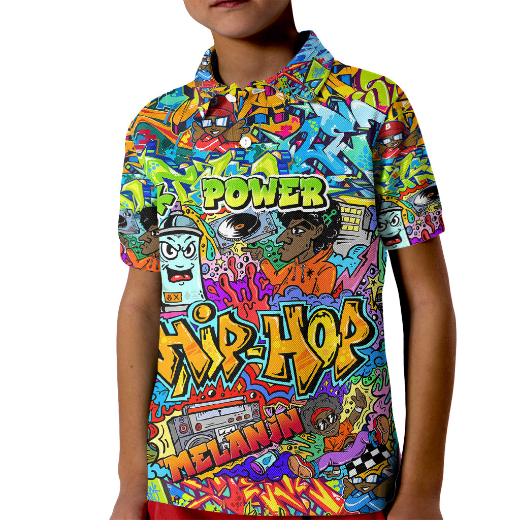 Hip Hop Graffiti Art Kid Polo Shirt Black Power - Wonder Print Shop