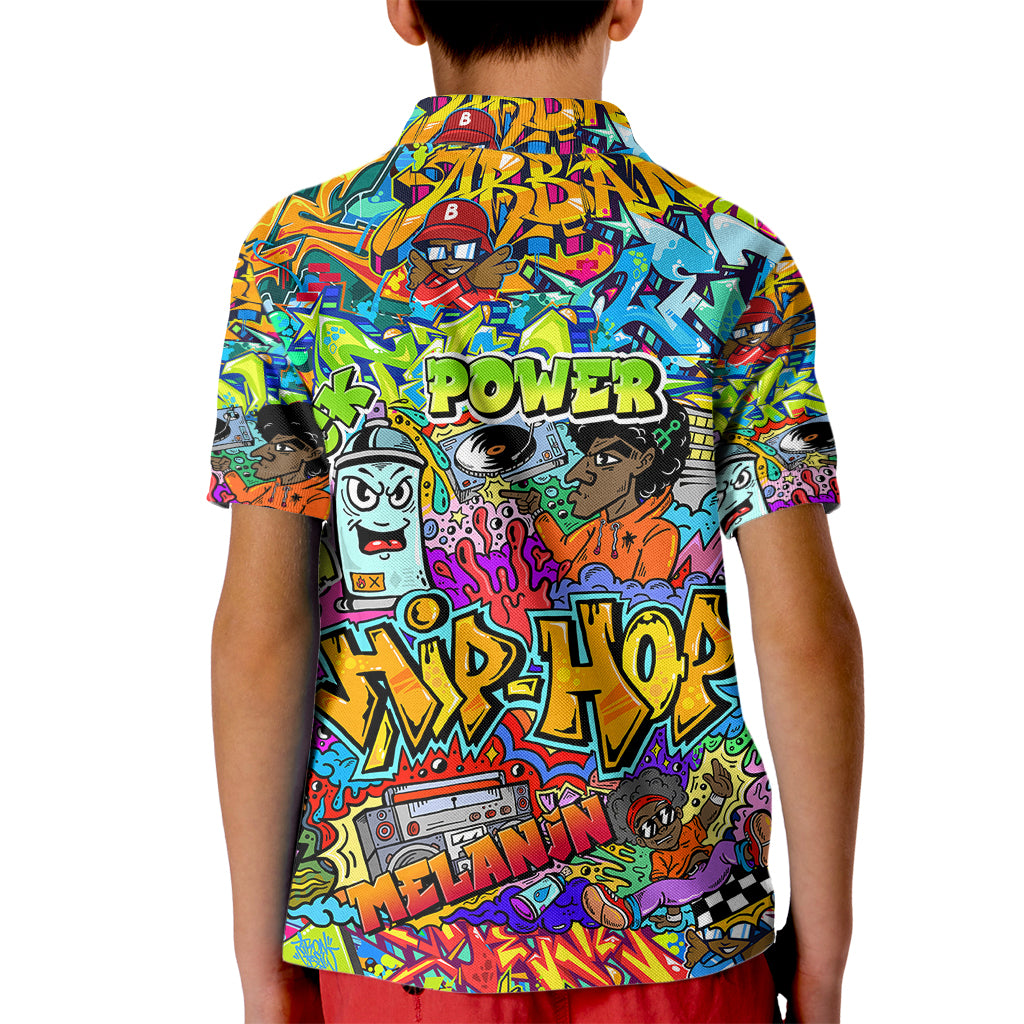 Hip Hop Graffiti Art Kid Polo Shirt Black Power - Wonder Print Shop