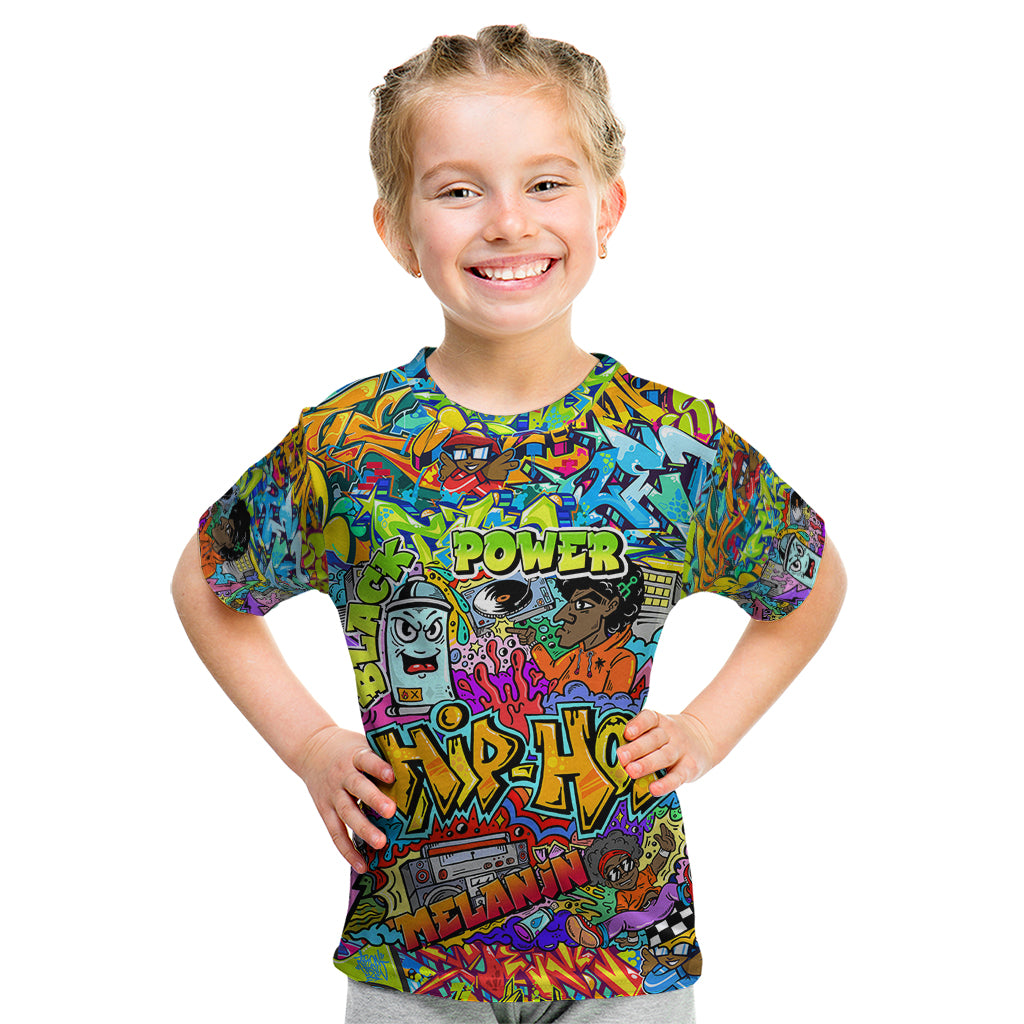 Hip Hop Graffiti Art Kid T Shirt Black Power - Wonder Print Shop