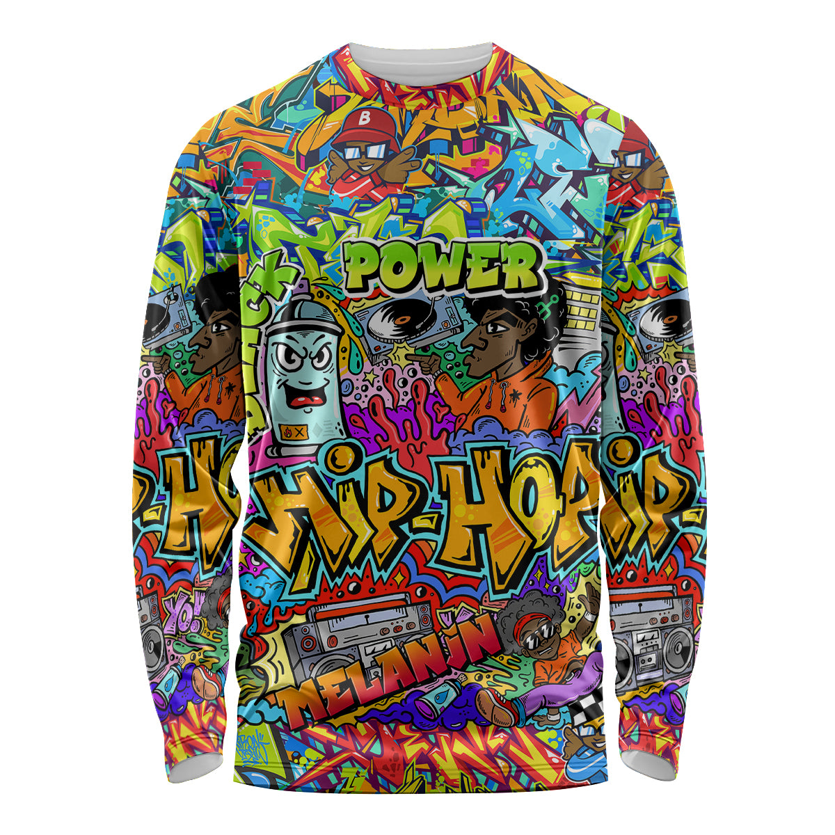 Hip Hop Graffiti Art Long Sleeve Shirt Black Power - Wonder Print Shop