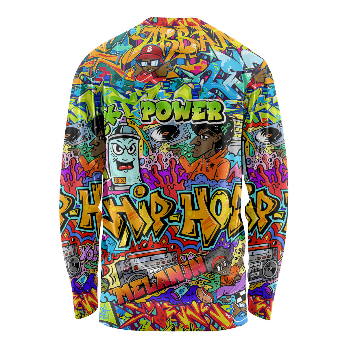 Hip Hop Graffiti Art Long Sleeve Shirt Black Power - Wonder Print Shop