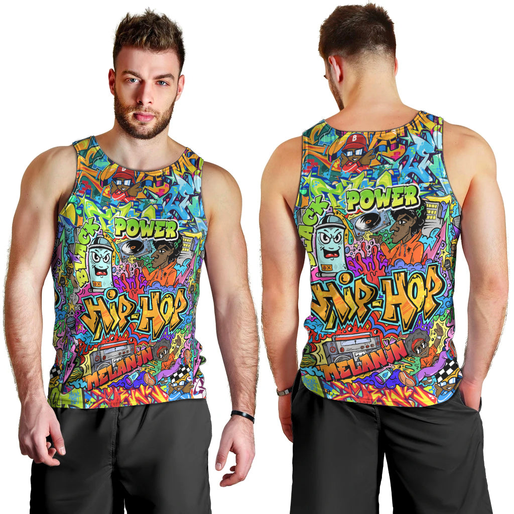 Hip Hop Graffiti Art Men Tank Top Black Power - Wonder Print Shop