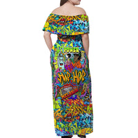 Hip Hop Graffiti Art Off Shoulder Maxi Dress Black Power - Wonder Print Shop