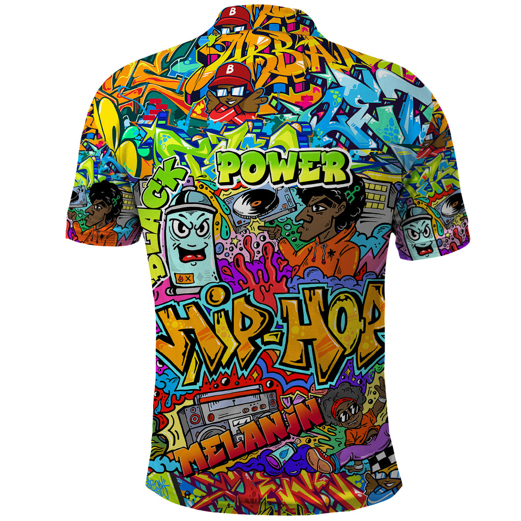 Hip Hop Graffiti Art Polo Shirt Black Power - Wonder Print Shop