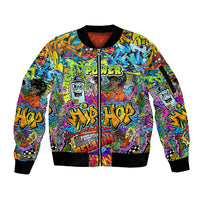 Hip Hop Graffiti Art Sleeve Zip Bomber Jacket Black Power - Wonder Print Shop